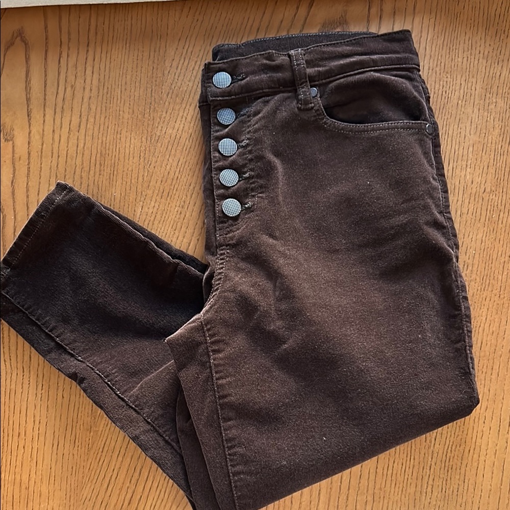 Brown corduroy five button fly pants